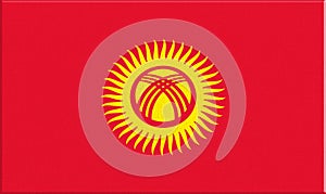 flag of Kyrgyzstan. flag of Asiatic country on fabric surface. Kyrgyz state flag