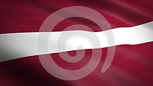 Flag of Latvia. Realistic waving flag 3D render illustration with highly detailed fabric texture.