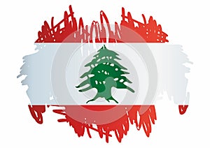 Flag of Lebanon, Lebanese Republic, vector illustration. photo