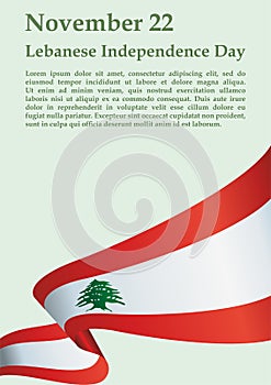 Flag of Lebanon, Lebanese Republic, November 22 - Lebanese Independence Day. photo