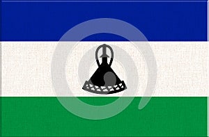 Flag of Lesotho. Lesotho flag on fabric surface. 3D illustration.African country