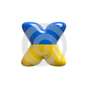 Flag letter X - Small 3d font - Suitable for Ukraine, Russia or politics related subjects