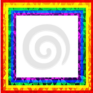 Flag LGBT icon, polygonal squared frame. Template design, vector illustration. Love wins. LGBT logo symbol in rainbow colors.
