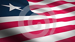 Flag of Liberia. Realistic waving flag 3D render illustration with highly detailed fabric texture.