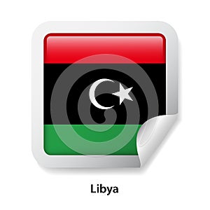 Flag of Libia. Round glossy sticker