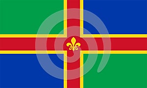 Flag of Lincolnshire or Lincs Ceremonial county England, United Kingdom of Great Britain and Northern Ireland, uk Saint George`
