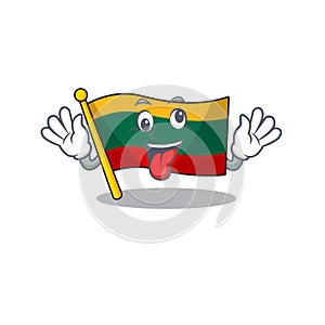 Flag lithuania Cartoon character style with a crazy face