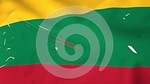 The flag of Lithuania flutters in the wind. Animation 3d