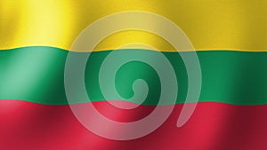 The flag of Lithuania flutters in the wind. Seamless Animation 3D