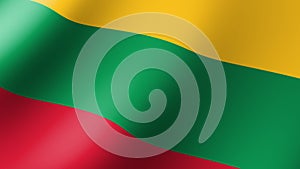 The flag of Lithuania flutters in the wind. Seamless Animation 3D
