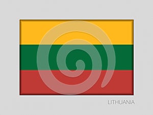 Flag of Lithuania. National Ensign Aspect Ratio 2 to 3 on Gray