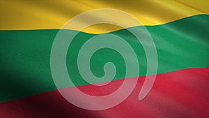 Flag of Lithuania. Realistic waving flag 3D render illustration with highly detailed fabric texture.