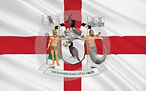 Flag of Liverpool in Merseyside, England