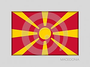 Flag of Macedonia. National Ensign Aspect Ratio 2 to 3 on Gray