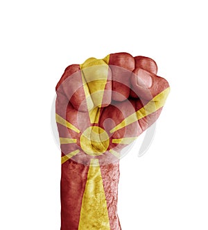 Flag of Macedonia painted on human fist like victory symbol