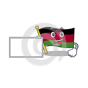 Flag malawi with board cartoon Character design style