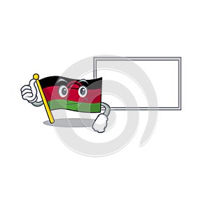 Flag malawi cute cartoon character Thumbs up with board