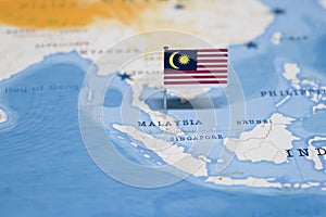 The Flag of malaysia in the world map