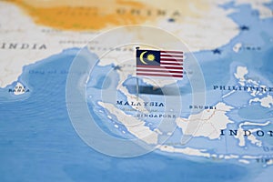 The Flag of malaysia in the world map