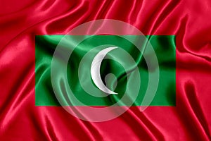 Flag of Maldives silk close-up