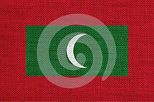 Flag of the Maledives on old linen