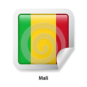 Flag of Mali. Round glossy sticker