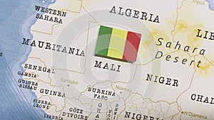 The Flag of Mali in the World Map