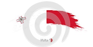 Flag of Malta in rounded grunge brush stroke.