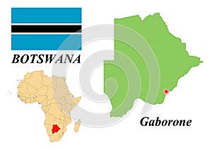 Flag map capital of Botswana