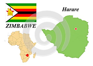 Flag map capital of Zimbabwe