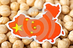 Flag and map of China on hazelnuts