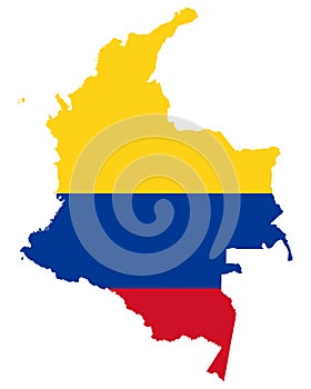 Flag in map of Colombia