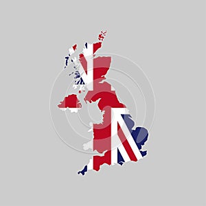 Flag and map of Great Britain. Symbol of the United Kingdom. Vector