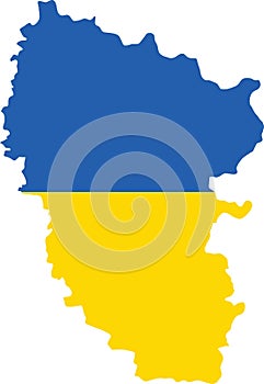 Flag map of the LUHANSK OBLAST, UKRAINE