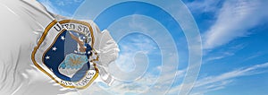 flag of Mark of the United States Air Force waving in the wind. USA National defence. Copy space. 3d illustration