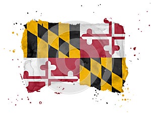 Flag of Maryland from brush strokes. United States of America. Watercolor style for your design. Flag State Maryland