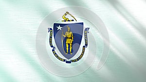 The flag of Massachusetts. Shining silk flag of Massachusetts. High quality render. 3D illustration