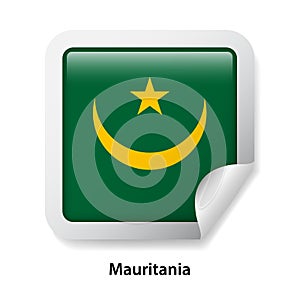 Flag of Mauritania. Round glossy sticker