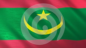 The flag of Mauritania. Shining silk flag of Mauritania. High quality render. 3D illustration