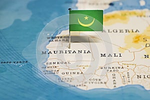 The Flag of Mauritania in the World Map