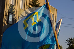 Flag of mejlis of crimean tatar people photo