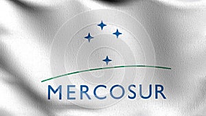 Flag of Mercosur Flag. 3D rendering illustration of waving sign symbol