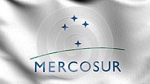 Flag of Mercosur Flag. 3D rendering illustration of waving sign symbol photo