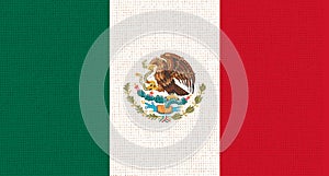 Flag of Mexico. Mexican flag on fabric surface. Fabric Texture