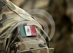 Flag of Mexico on military uniform collage