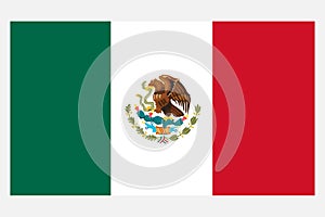 Flag of Mexico. Realistic Mexico flag isolated on light background.