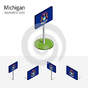 Flag of Michigan USA, vector 3D isometric flat icons
