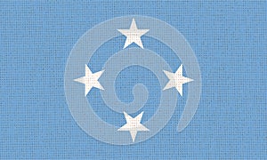 Flag of Micronesia. Micronesia flag on fabric surface. Oceania country