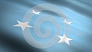 Flag of Micronesia. Realistic waving flag 3D render illustration with highly detailed fabric texture.