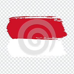 Flag Monaco, brush stroke background. Flag of Monaco on transparent background.